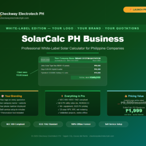 SolarCalc PH Business — White-Label Solar Calculator Philippines NEC IEEE 1562 Compliant with Company Branding
